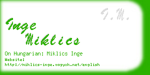 inge miklics business card
